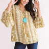 Romantic Retreat Snake Print Top In Mustard Image - 1