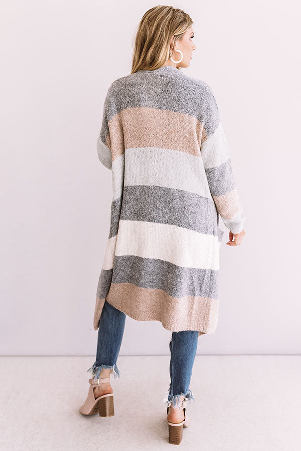 Bundled Up In Brooklyn Color Block Cardigan In Dark Grey Image - 1