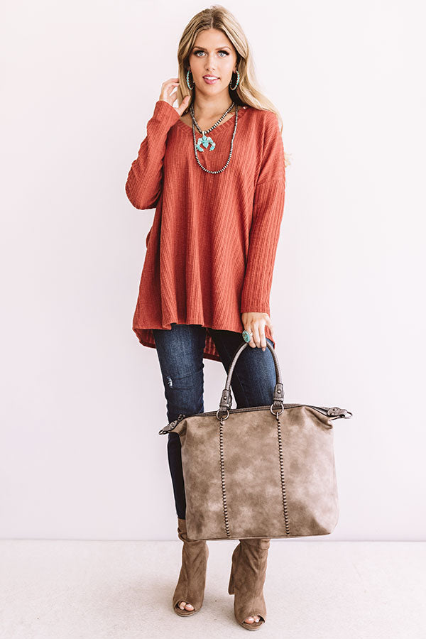 True Wanderlust Ribbed Shift Top In Rust Image - 2