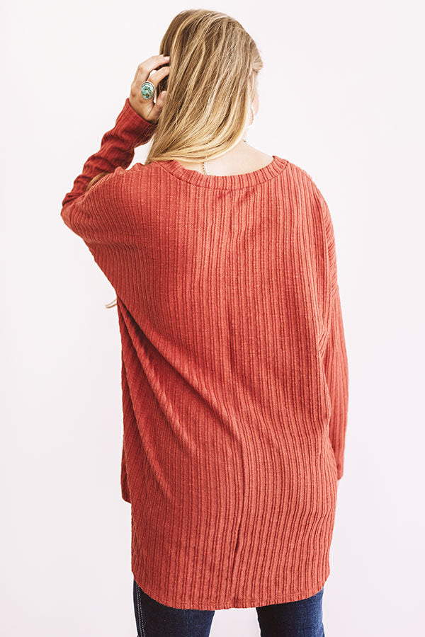 True Wanderlust Ribbed Shift Top In Rust Image - 5
