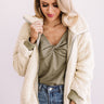 Toasty In Tahoe Reversible Sherpa Jacket In Sage Image - 1