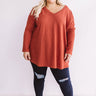True Wanderlust Ribbed Shift Top In Rust Curves Image - 1
