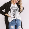 Johnny Cash Distressed Boyfriend Tee In White Image - 1