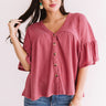 Hold Me Tight Babydoll Top In Berry Image - 1
