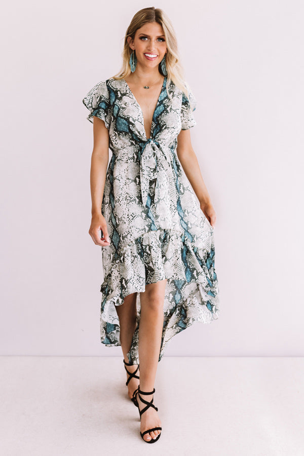 Cider In Aspen Ruffle Dress in Snake Print • Impressions Online Boutique