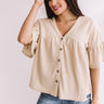 Hold Me Tight Babydoll Top In Stone Image - 1