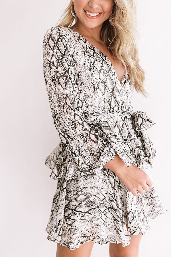 Decide to Dance Snake Print Dress in Grey Image - 5