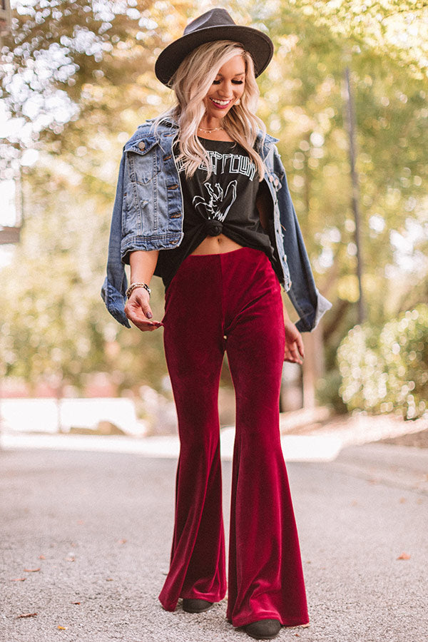 Clothing High Waisted Velvet Flare Pants The Stassi High Waist