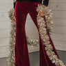 The Stassi High Waist Velvet Flares In Wine Image - 1