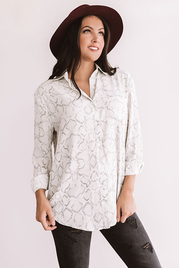 Cider In Aspen Button Up Top In Grey
