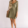 Autumn's Kiss Waffle Knit Dress in Sage Image - 1
