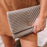 Delicate Details Faux Leather Clutch In Taupe Image - 1
