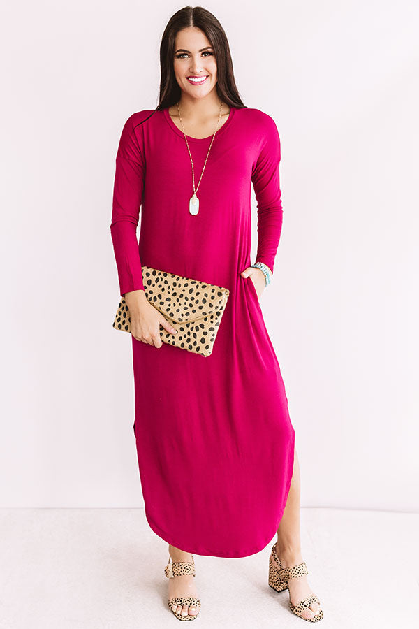 Fall Fashion Forward T-shirt Midi in Dark Rose Image - 1