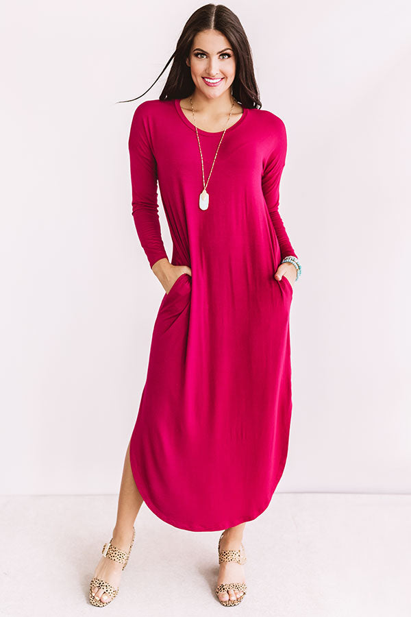 Fall Fashion Forward T-shirt Midi in Dark Rose Image - 2