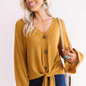 A Wonderful Life Knit Tie Top In Mustard Image - 1