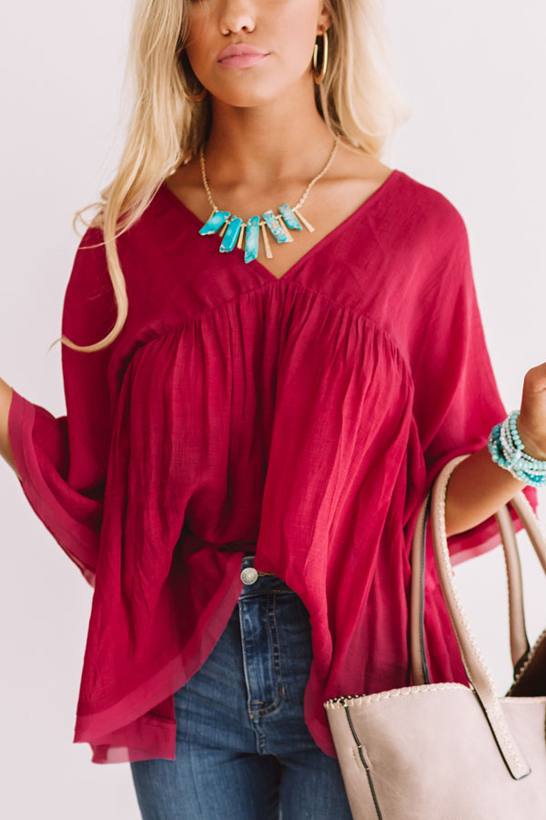 In Plain Sight Shift Top in Sangria Image - 1