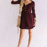 Autumn's Kiss Waffle Knit Dress in Windsor Wine Image - 1