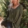 A Wonderful Life Knit Tie Top In Olive Image - 1