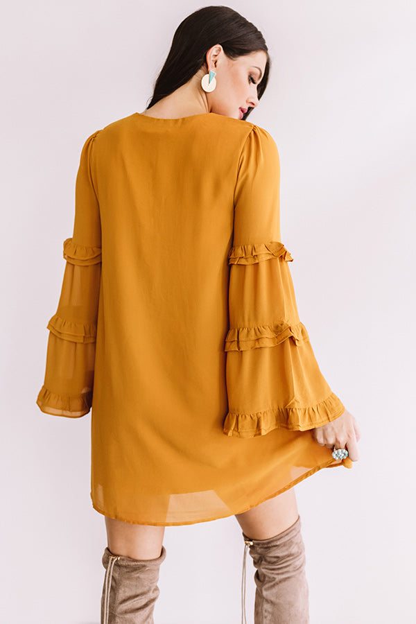 Nights At The Vineyard Shift Dress In Dark Mustard Image - 3