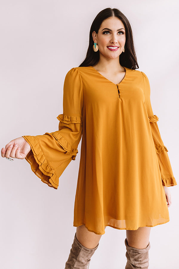 Nights At The Vineyard Shift Dress In Dark Mustard Image - 5