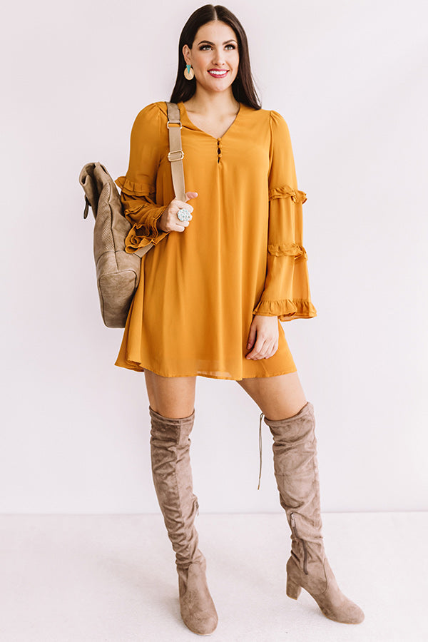 Nights At The Vineyard Shift Dress In Dark Mustard Image - 2