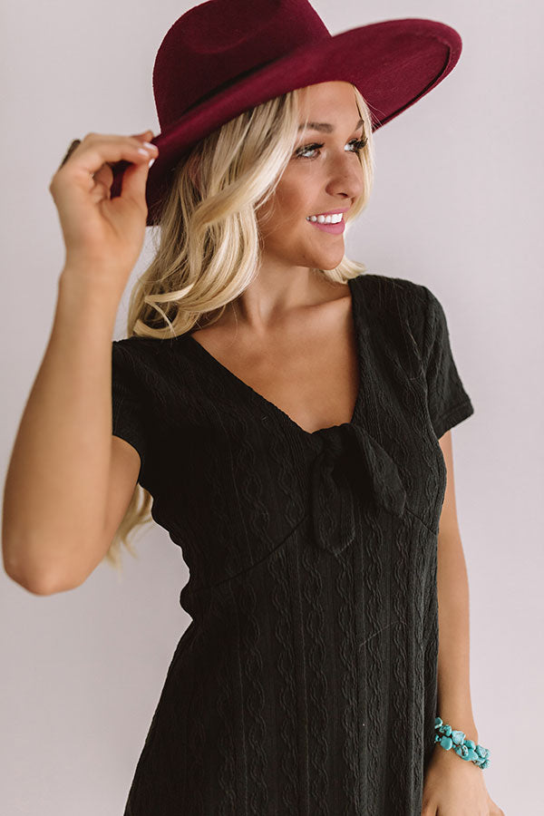 Winning Hearts Front Tie Dress in Black Image - 3