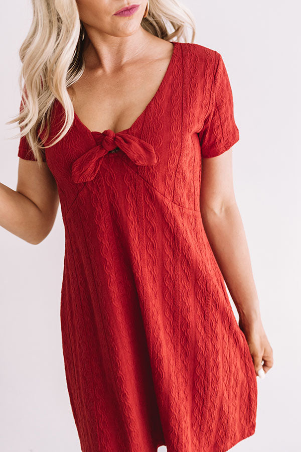 Winning Hearts Front Tie Dress in Crimson Image - 4