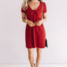 Winning Hearts Front Tie Dress in Crimson Image - 1