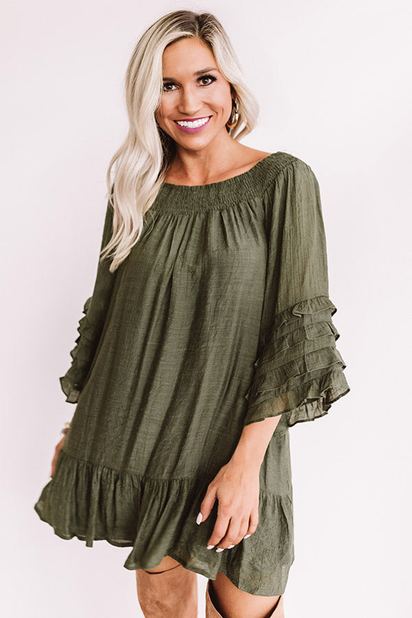 Sweet Sippin' Shift Dress In Army Green