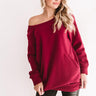 Cozy Content Sweatshirt Tunic In Wine Image - 1