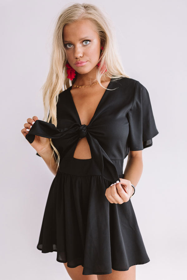Hall Of Fame Front Tie Romper in Black Image - 3