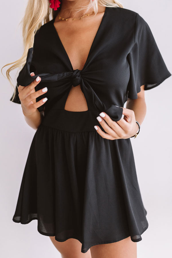 Hall Of Fame Front Tie Romper in Black Image - 4