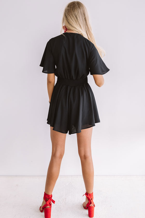 Hall Of Fame Front Tie Romper in Black Image - 5