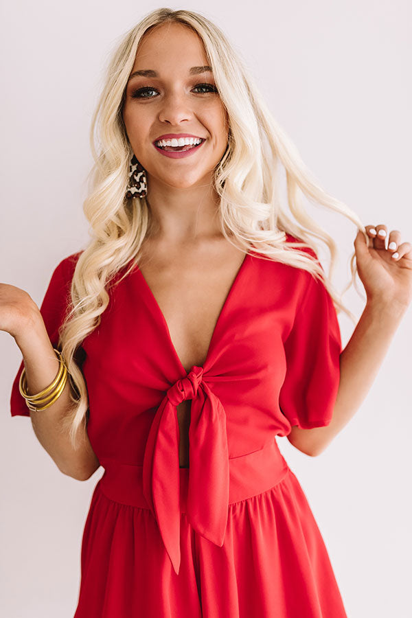 Hall Of Fame Front Tie Romper in Red Image - 3