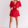 Hall Of Fame Front Tie Romper in Red Image - 1