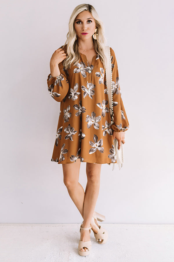 Chiffon On My Mind Floral Tunic Dress in Chocolate Image - 1