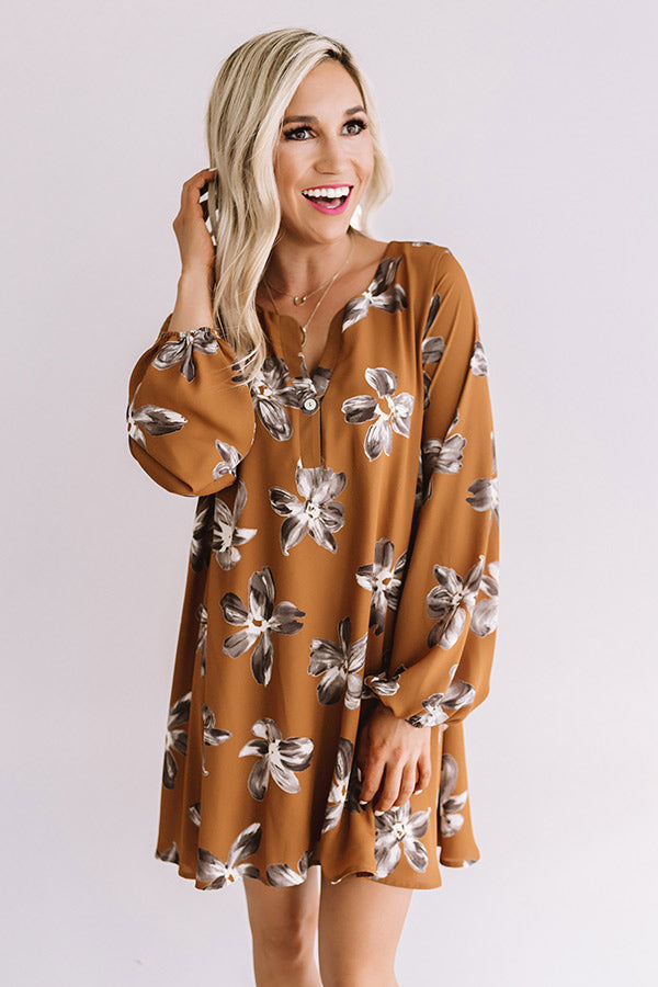 Chiffon On My Mind Floral Tunic Dress in Chocolate Image - 3