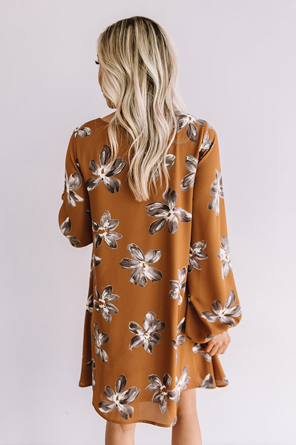 Chiffon On My Mind Floral Tunic Dress in Chocolate Image - 2