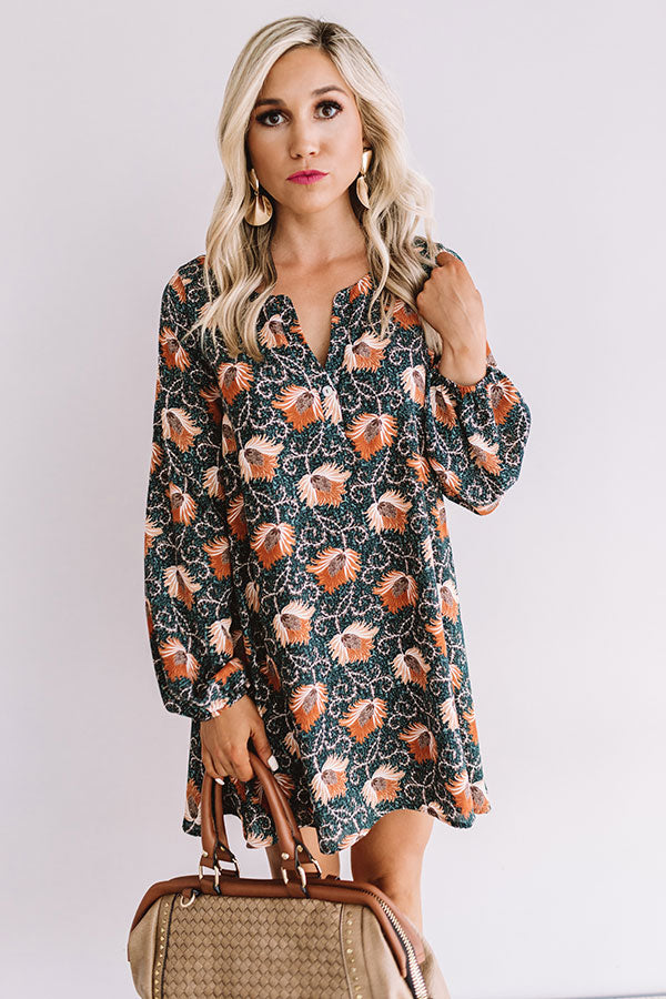 Chiffon On My Mind Floral Tunic Dress in Teal Image - 3