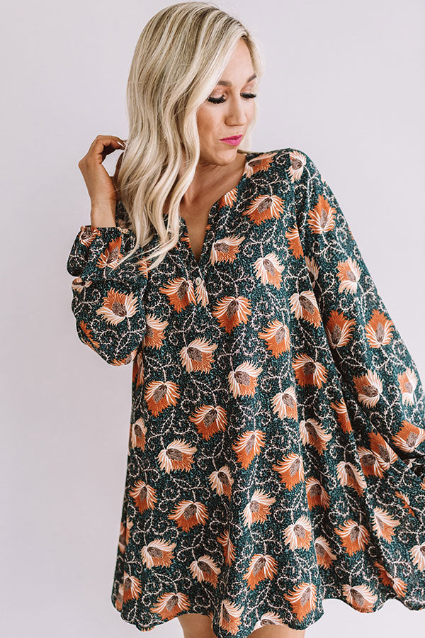 Chiffon On My Mind Floral Tunic Dress in Teal Image - 4