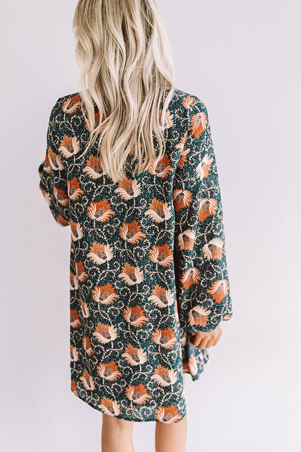 Chiffon On My Mind Floral Tunic Dress in Teal Image - 5