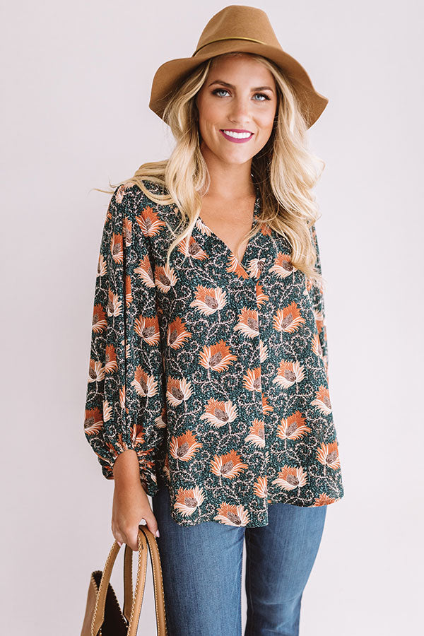 Pretty And Posh Floral Shift Top in Teal Image - 3