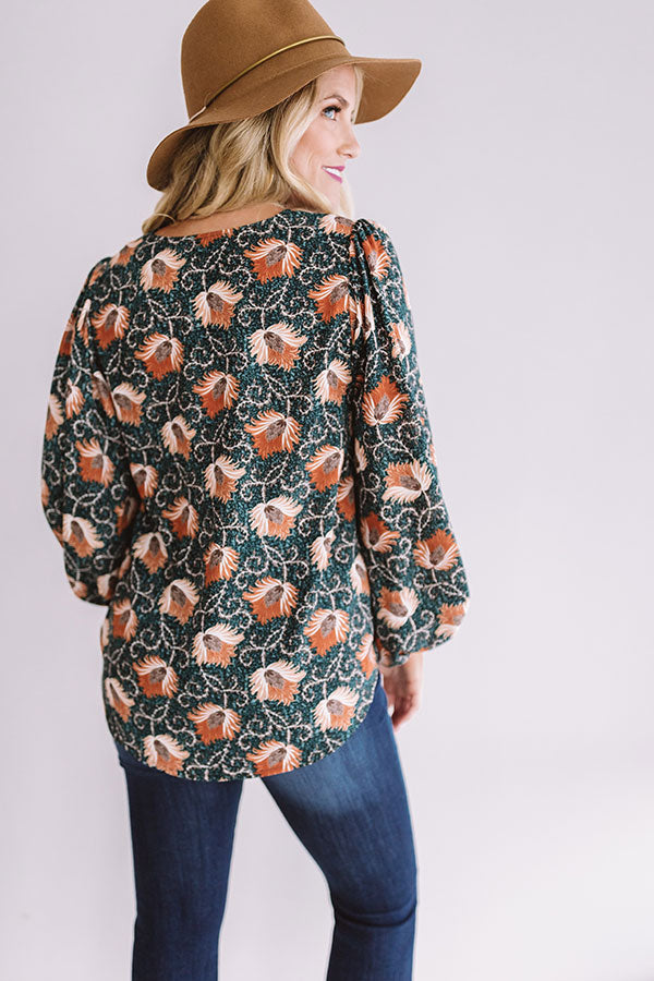 Pretty And Posh Floral Shift Top in Teal Image - 4