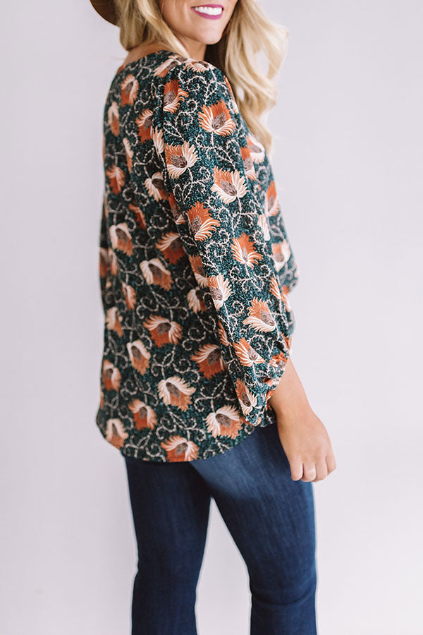 Pretty And Posh Floral Shift Top in Teal Image - 5