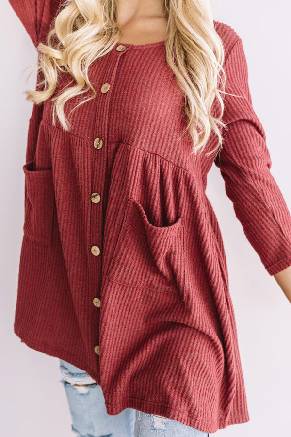 Bring On The Lattes Babydoll Tunic Dress In Wine Image - 2