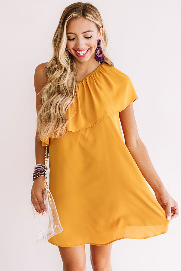 Spotted In The Stadium Shift Dress in Golden Honey Image - 2