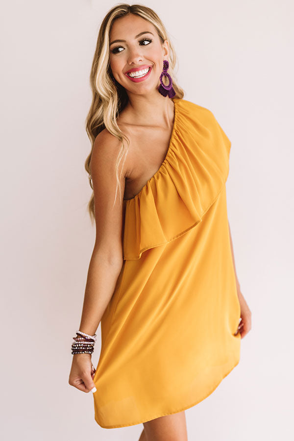 Spotted In The Stadium Shift Dress in Golden Honey Image - 5