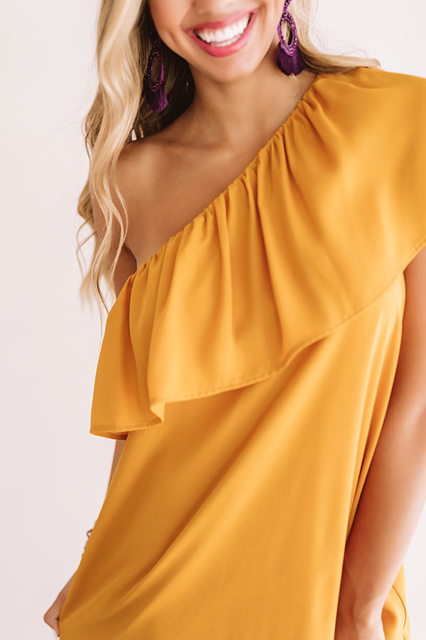 Spotted In The Stadium Shift Dress in Golden Honey Image - 4