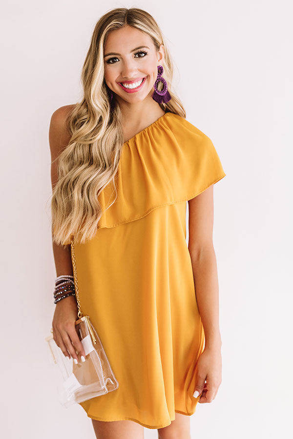 Spotted In The Stadium Shift Dress in Golden Honey Image - 3