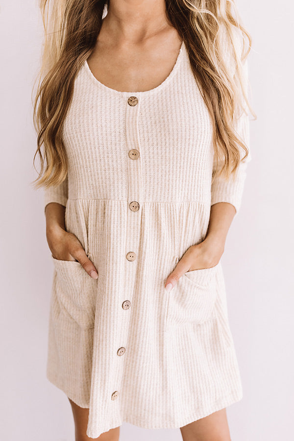 Bring On The Lattes Babydoll Tunic Dress In Cream Image - 3